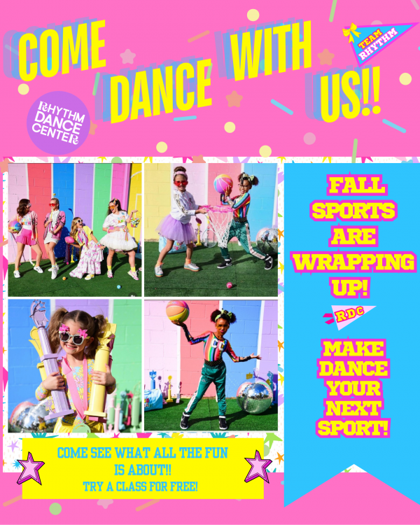 One season may be ending…but RHYTHM is just getting started! If dance has been on the list of things to try, now is a great time to get started!